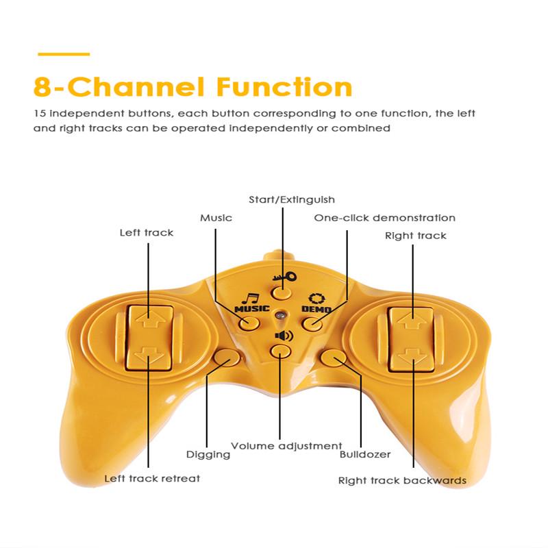 2.4G сплав 8-канальный беспроводной пульт дистанционного управления экскаватор 1:24 пульт дистанционного управления игрушечный грузовик с дистанционным управлением