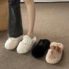 Fashion Spring Fall Hairy Slippers Female Winter Outside Wear Thick Bottom Muffin Household Plush Cotton Slippers