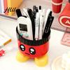 Unique Desk Caddy Cute Cartoon Pen Holder with Feet Large Capacity Round Desktop Whimsical Organizer for School Office Supplies Decorative Storage Box