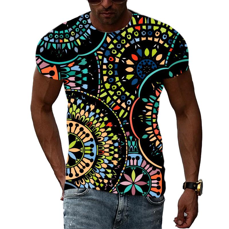 Летняя модная национальная характеристика 3D-печать графика личность хип-хоп культура мужчины круглый вырез короткий рукав футболка