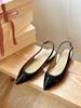 Hyoave Sienna Slingback Flats - Patent Black
