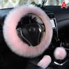 Пушистые чехлы на руль из искусственной шерсти, ворсистые автомобильные аксессуары для руля, плюшевые чехлы на руль автомобиля, автомобильные ручки L3L9
