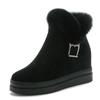 7.5CM Suede Genuine Leather Women Ankle Snow Boots Platform Wedge Fur Plush Warm Women Winter Shoes Zipper Hidden Heels Shoes