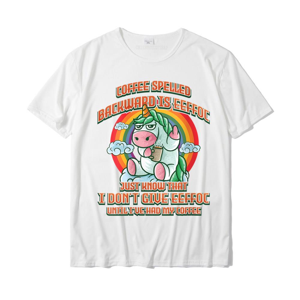 Unisexs Coffee Spelled Backwards Is Eeffoc Unicorns Funny Unicorn TShirt Tops Special Customized Cotton Youth Tees