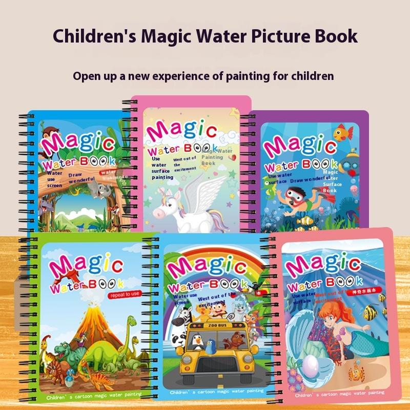 1 Книга+1 Ручка Многоразовая Книжка-раскраска Книга для рисования водой Сенсорная Раннее развитие Пазл Игрушки для рисования