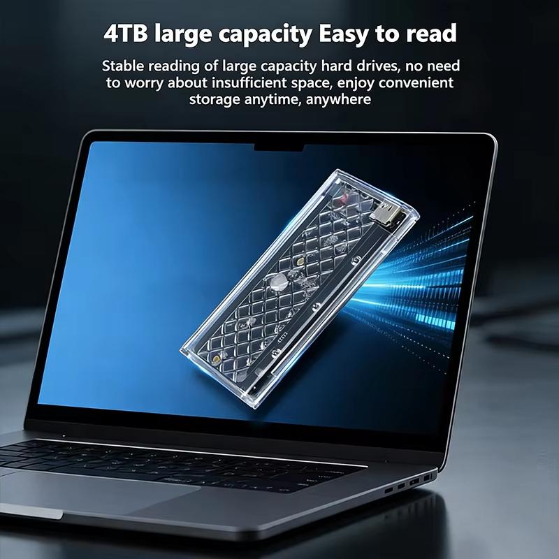 Прозрачный корпус для SSD M.2 NVME/NGFF с двойным протоколом, USB 3.2 Type-C, RGB-подсветка, 10 Гбит/с, адаптер для SATA SSD