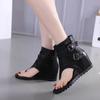 Fashion Hot Fashion Wedge Black Women's Sandals Summer Mesh Breathable Roman High-top Cove Heeled Comfor Buckle Belt Rear Zipper Shoe
