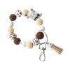 Highland Cow Silicone Tassels Keyring Durable Silicone Beaded Wrist Lanyard with Highland Cow Accent Keychain Pendant