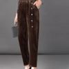 Шикарные осенне-зимние винтажные вельветовые брюки, новые повседневные теплые длинные брюки с высокой талией, ретро-брюки до щиколотки в уличном стиле