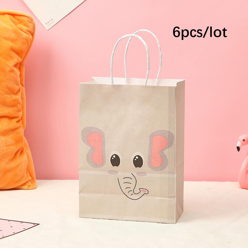 6 шт. бумажный пакет с изображением животных джунглей, мультяшный лев, тигр, зебра, подарочный пакет для украшения вечеринки в джунглях, детские подарочные пакеты для упаковки печенья