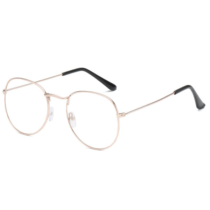 Retro Literary Slimming Face Glasses Frame Fashion Flat Lens Ultra Lens Light Metal Comfortable Versatile Geometry
