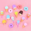 16pds/4boxs  Erasers Cute Food Shape Cartoon Lollipop Ice Cream Doughnut Popsicle Safe No Odor Entertainment Sweet Color Kids Toy Children Stationery