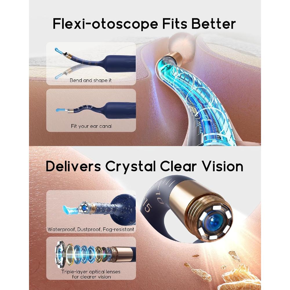 Ear Wax Removal Tool Camera, Ear Cleaner With Flexible Wireless Ear Camera Otoscope, Painless Visual Ear Pick Tweezers Wax Remover