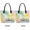 Watercolor Floral Tote Bag Casual Large Capacity Shopping Handbag for Women Daily Use