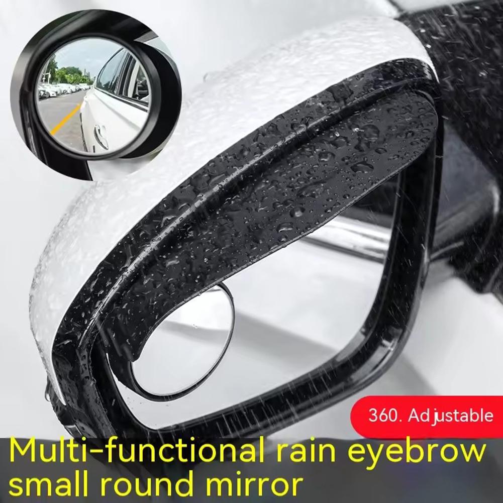 Автомобильное зеркало заднего вида Rain Eyebrow Mini Round Mirror Integrated Rain Visor Carbon Mirror Fiber Sun Cover Side Automob Accesso E4H7