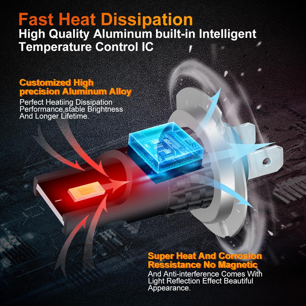 2pcs High Power H11 Led H7 H8 9005 9006 HB4 HB3 Car CSP LED Fog Lights Bulbs DC 12V Auto Fog Lamp Day Running Light 6000K White Yellow Blue