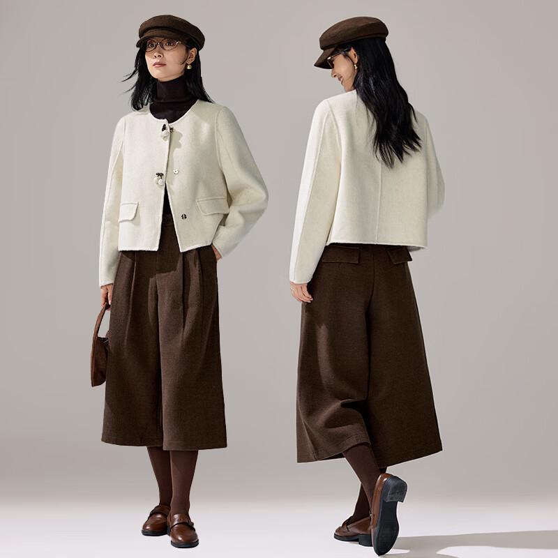 VICTORIA&VERA Vintage Cherry Button Wool-Blend Coat