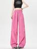 Женские брюки карго американского стиля розово-красного цвета быстросохнущие с широкими штанинами для лета