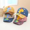 Spring Summer Child Cartoon Dinosaur Outdoor Corduroy Collision Color Baseball Cap For Boy Girl Adjustable Cap