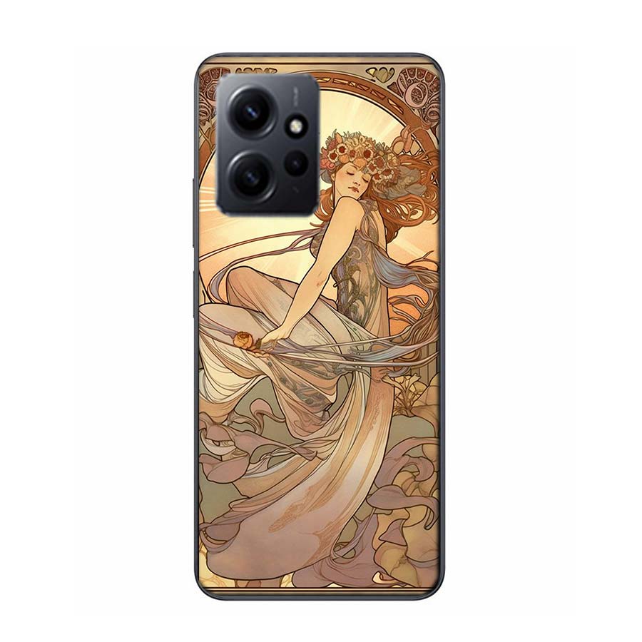 Exquisite Women's Loish Style Flowers Phone Case For Redmi 12 13C 12C 15C 9 10 10C Note 13 Pro Plus 14 15 Pro 9T 9C 9A TPU Soft
