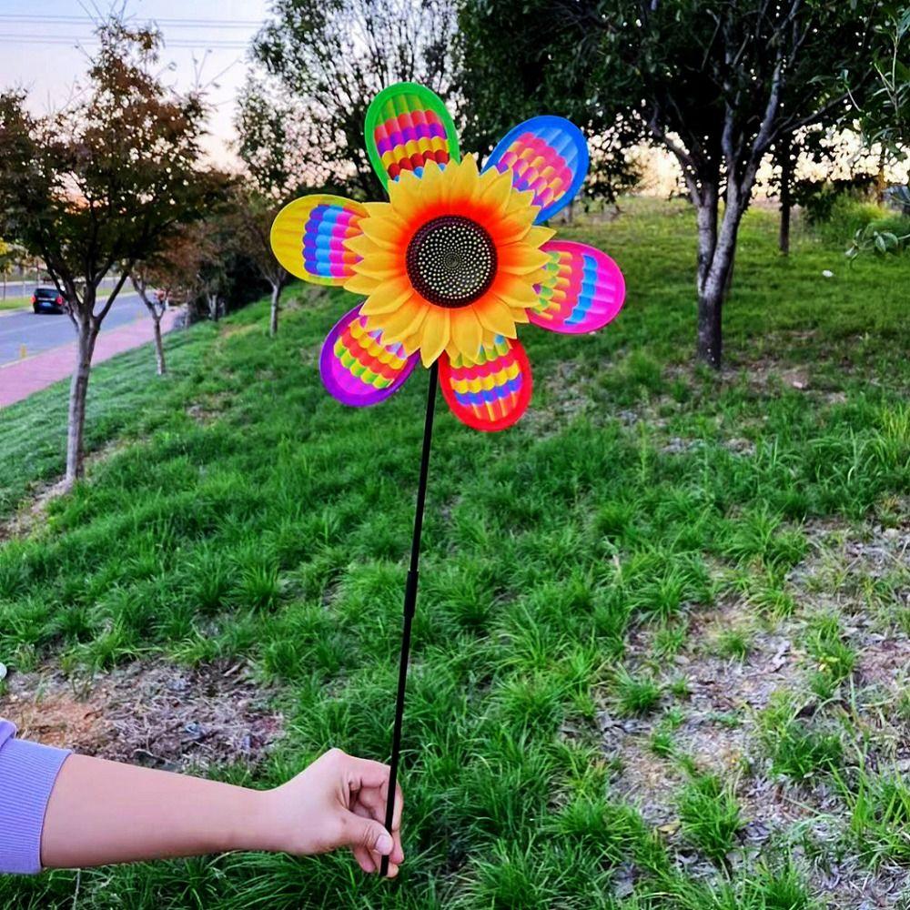 Multistyles Children's Sunflower Windmill Rotating Wind Spinner  Outdoor Party Picnic Decor