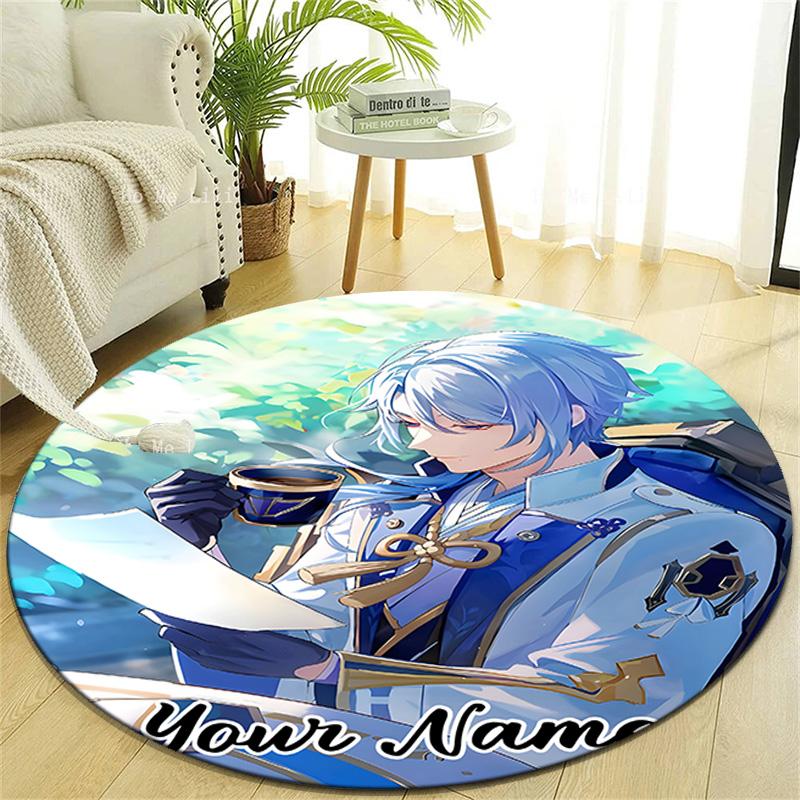 Personalized Genshin Impact Round Chair Office Rug - Perfect for Mat, Office Chair & More - Ideal Gift for Birthdays and Holidays