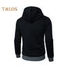 Men Autumn Winter Coat with Hood And Dual Pockets Zipper Closure Drawstring Colorblock Fake Two-piece Sport Jacket with Elastic Cuffs And Hem Fitness