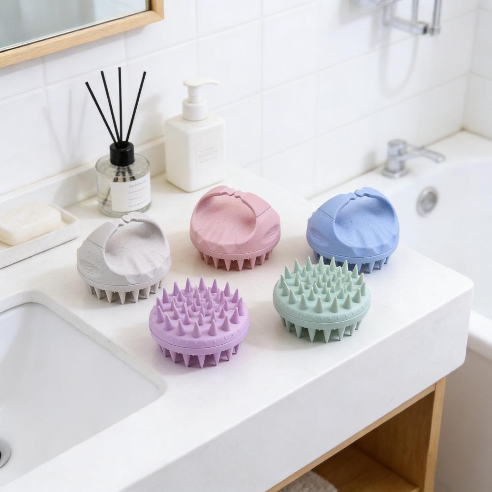 Beige Silicone Scalp Exfoliator, Shampoo Brush & Hair Scalp Massager for Dandruff Removal & Scalp Care