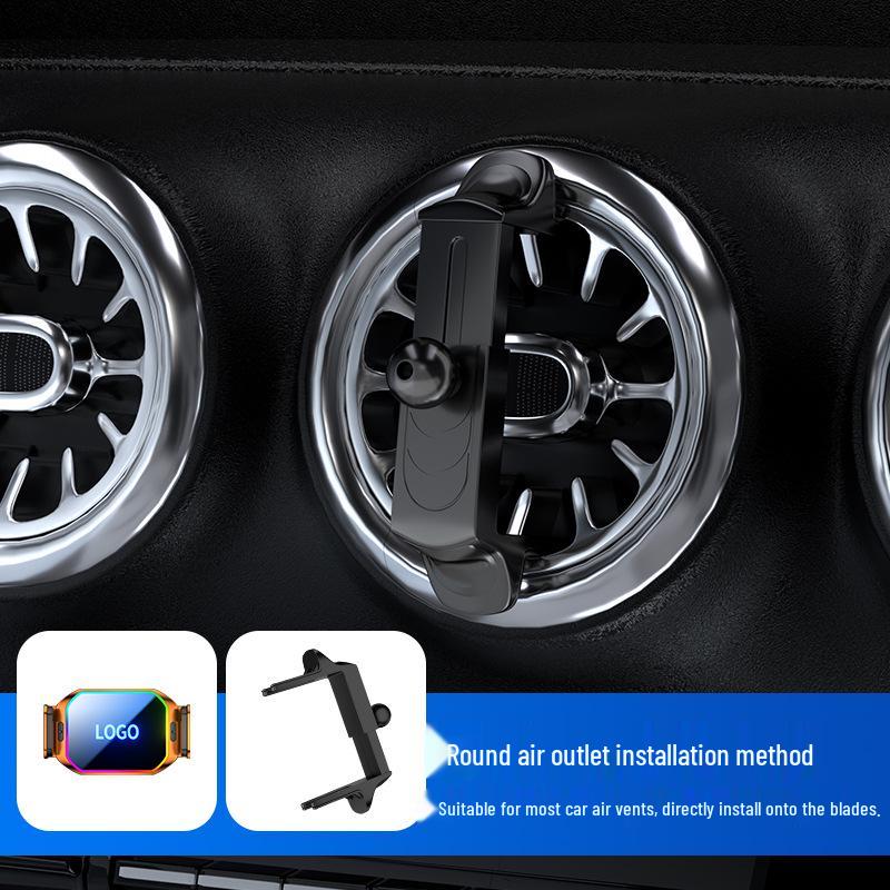 Logo Engraving Car Phone Holder: Strong Magnetic, 15W Wireless Fast Charger with Multi-Color Atmosphere Light