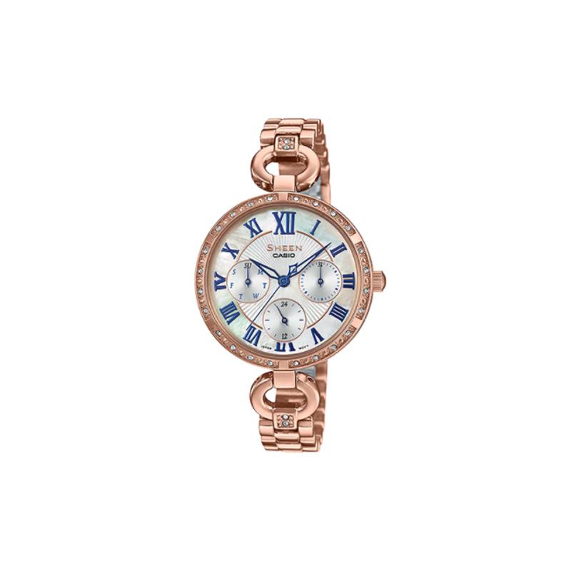 Casio Серия CASIOSHEEN, простые, повседневные и модные, кварцевый механизм, ремешок из нержавеющей стали с ионным покрытием, японские и корейские часы, SHE-3067PG-7A