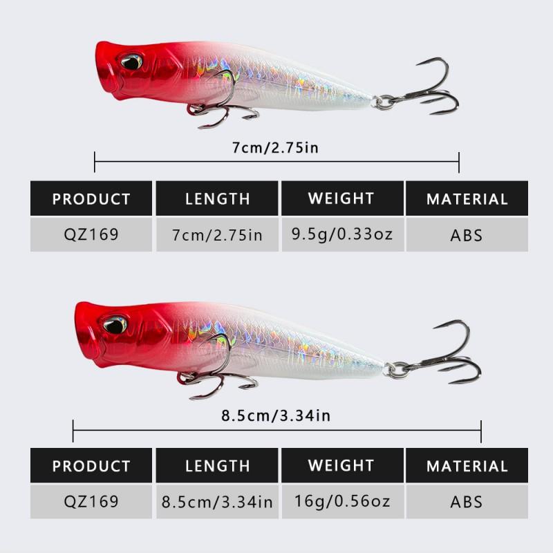 5pcs Topwater Popper Lure Set Small Game Fishing - 9cm 10.5cm ABS Floating Surface Walker