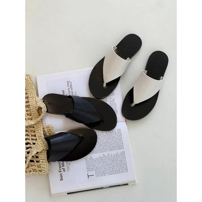 Натуральная кожа~ тапочки с треугольным носком на плоской подошве для женщин, летняя одежда, модные сандалии из овчины, простые и универсальные шлепанцы