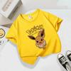 Summer children's playful Pikachu print  short-sleeved casual T-shirt for boys and girls, comfortable and soft.