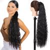 Synthetic 55 Cm Long Wavy Ponytail Clip In Hair Extensions Wrap Around Corn Wavy Horse Tail Hairpiece for Women