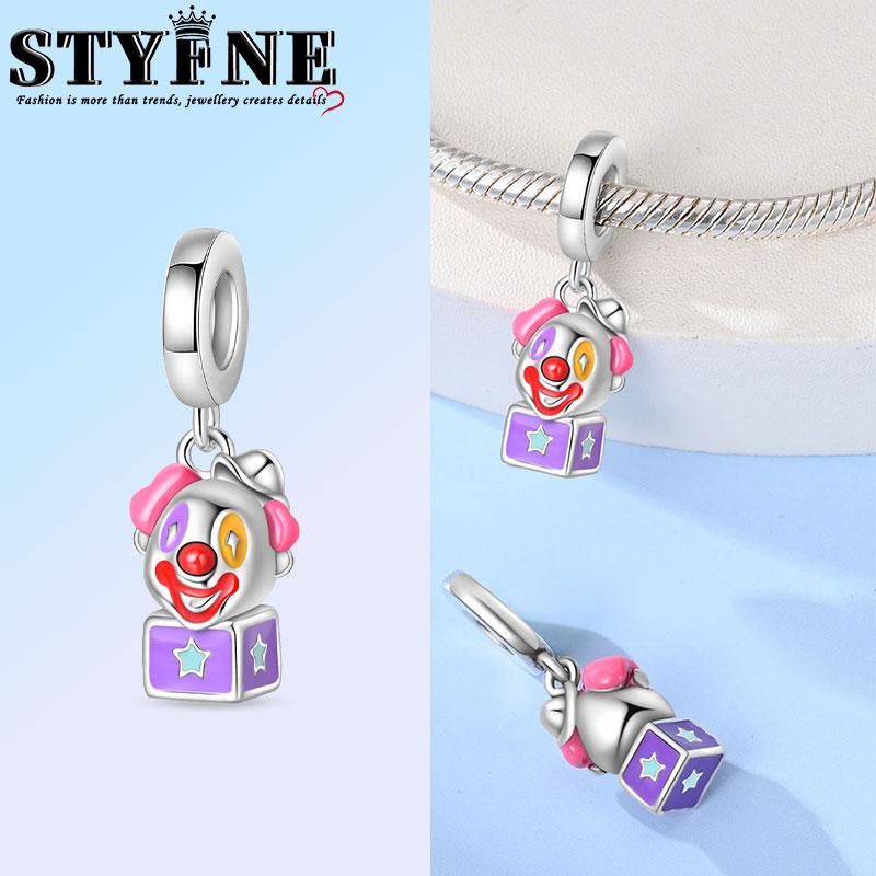 Halloween Series Copper Circus, Clowns & Tickets Triple Dangle Charm Fits 3Mm Bracelet Funny Joker Beads Jewelry