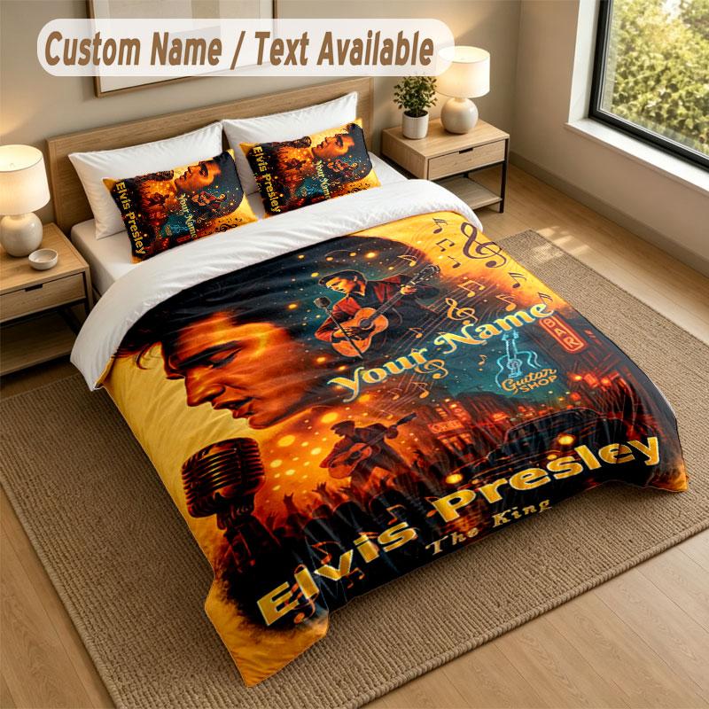 Bedding Set 1 Duvet Cover 2 Pillowcases Elvis Presley Print Soft Bed Linen Bedroom Decor