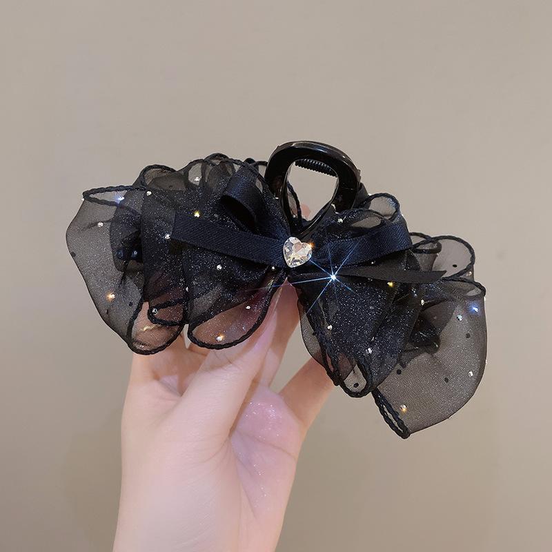 Элегантная заколка для волос с бантом и стразами, двухсторонняя заколка в виде акулы, корейские аксессуары для волос принцессы для женщин