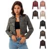 Spring and Autumn New Thin Leather Coat Women's Multi-Pocket Cardigan Casual Jacket Daily Jacket