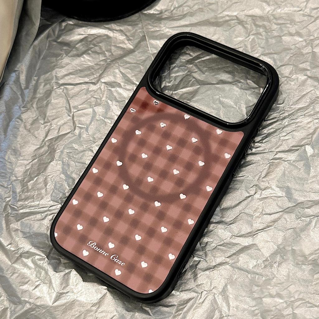 Коричневый чехол-подставка в форме сердца для iPhone 15, iPhone 16, iPhone 17 Pro Max