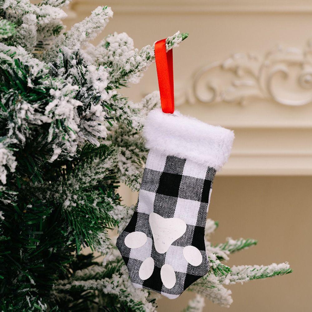 Non-woven Fabric Dog Claw Socks Red Candy Gift Bag Creative Christmas Storage Sock Holiday