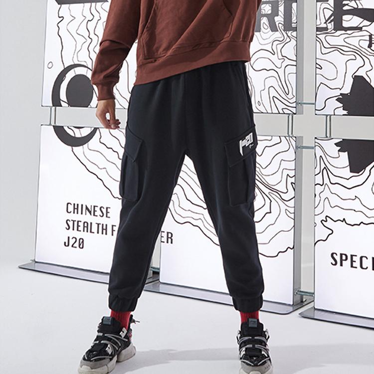 Li Ning X J20 Collaboration свободные манжеты летные рабочие спортивные длинные брюки унисекс брюки стандарт-черный AKLPA79-2