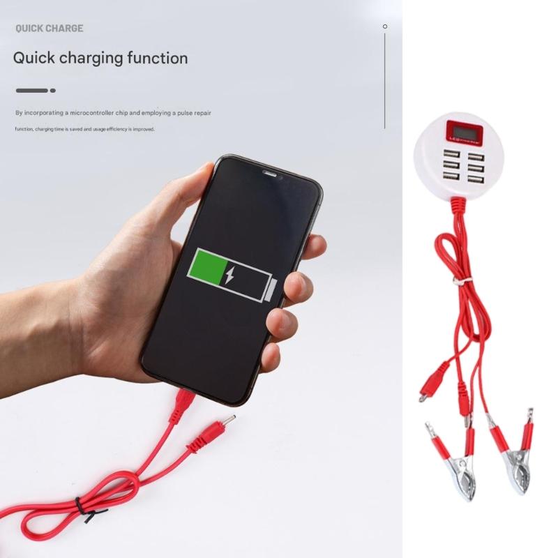 Интеллектуальный ЖК-экран 5 В USB Многофункциональный адаптер питания Док-станция на 6 портов Адаптер для зарядки аккумулятора с зажимом типа "крокодил"