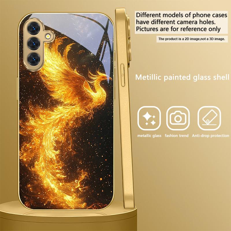 Золотой Феникс Нирвана Для Samsung A 31 32 A33 A34 35 14 A15 13 16 25 26 50 52 53 54 55 56 70 71 72 73 Золотой стеклянный чехол для телефона