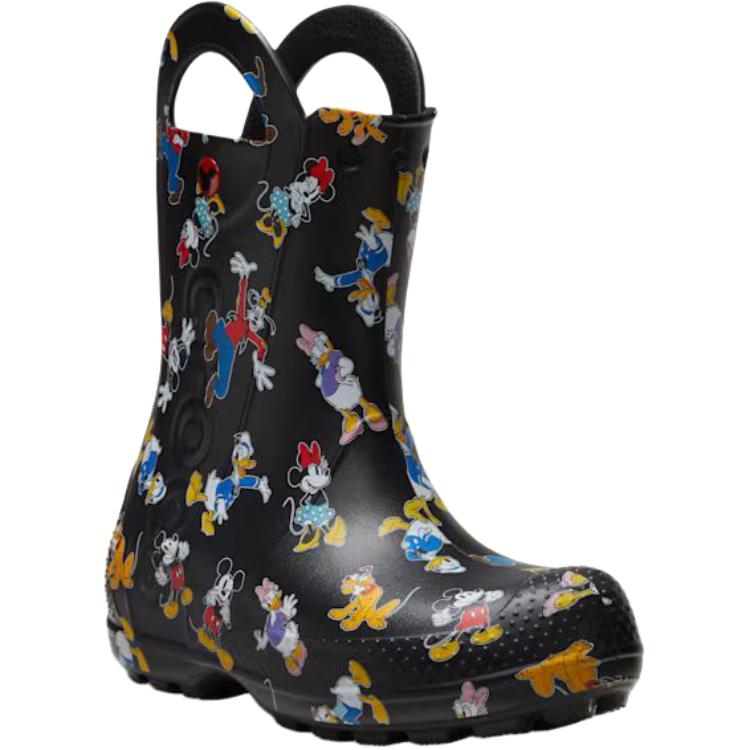 Crocs Микки и друзья Износостойкие и водонепроницаемые детские ботинки Черные детские