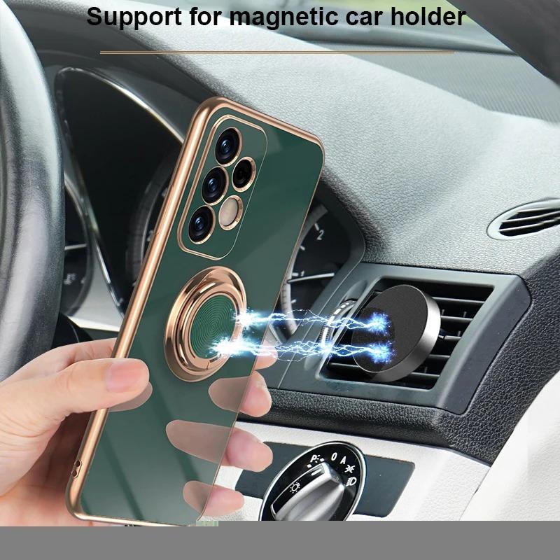 Чехол для телефона с металлическим кольцом и покрытием для Samsung Galaxy A13 A14 A15 A23 A24 A25 A32 A33 A34 A35 A52 A53 A54 A55 4G 5G задняя крышка