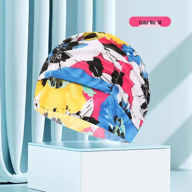 Женская купальная шапочка большого размера с цветочным плиссе - Неплотная посадка, однотонная, модный тканевый дизайн