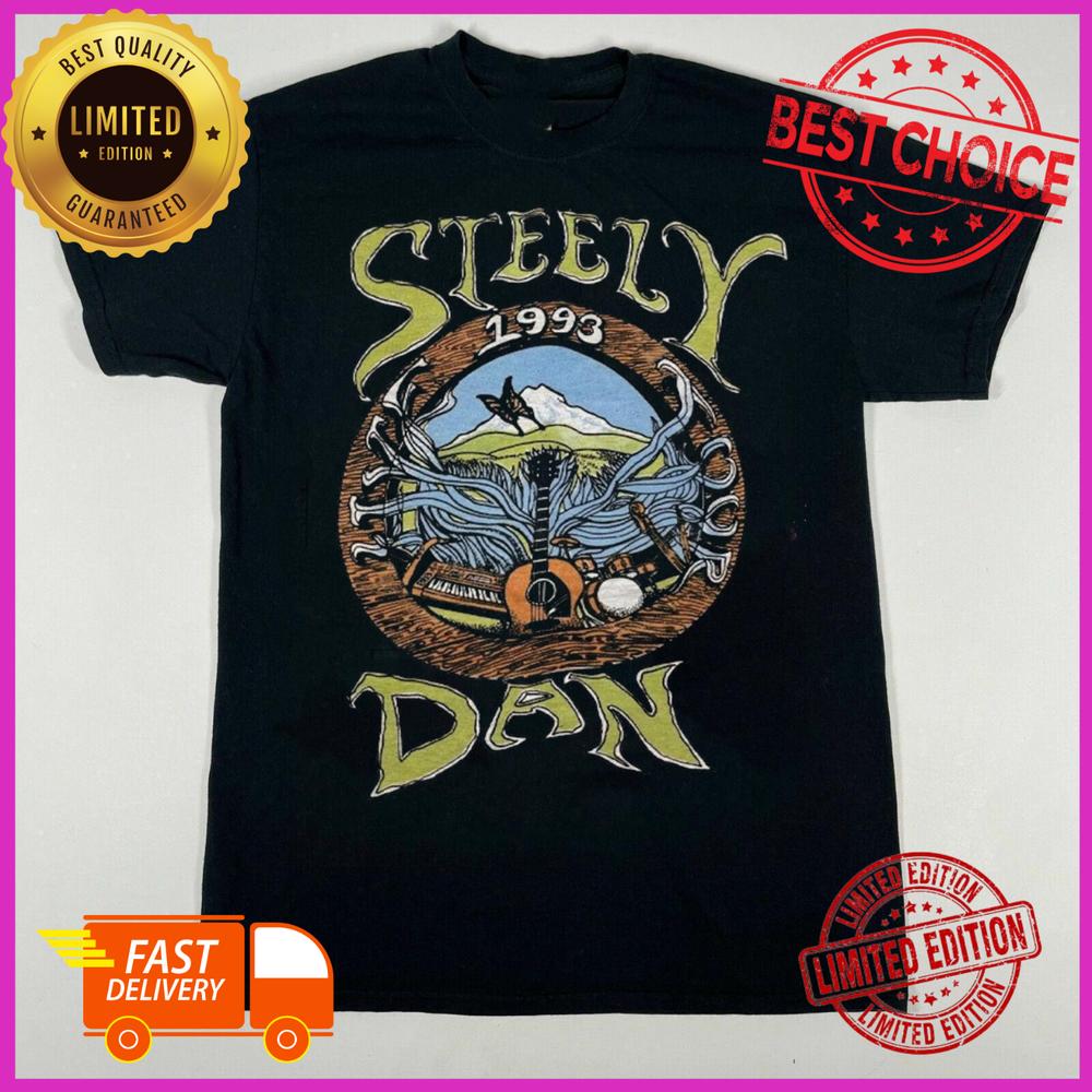 Rare Steely Dan Band 1993 T-shirt Short Sleeve Black All Size Unisex S5XL