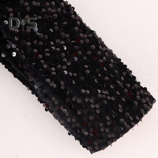 Women Sequin Jacket Big Bow Decor Loose Round Neck Long Sleeves Solid Color Cardigan Coat Short Type Outerwear for Dating Commuting Club Party