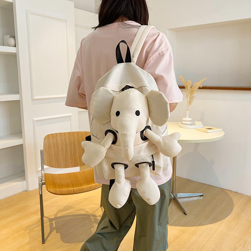 Cartoon Elephant Doll Backpack Female Large Capacity Student Backpack Female Travel Bag Doll