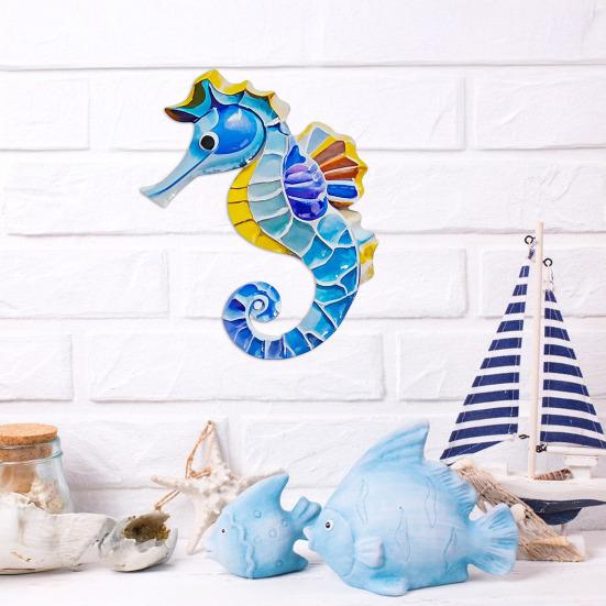 Metal Sea Animal Wall Decoration Colorful Turtle Fish Seahorse Crab